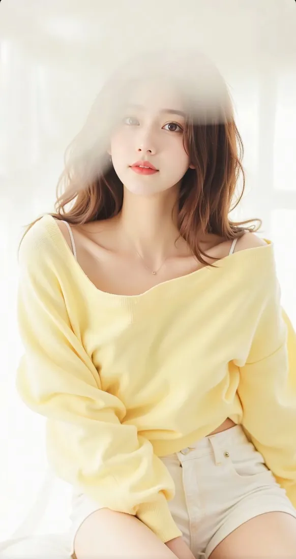 2K美女手机壁纸｜美女黄色上衣背景图片 - 清新风「哲风壁纸」
