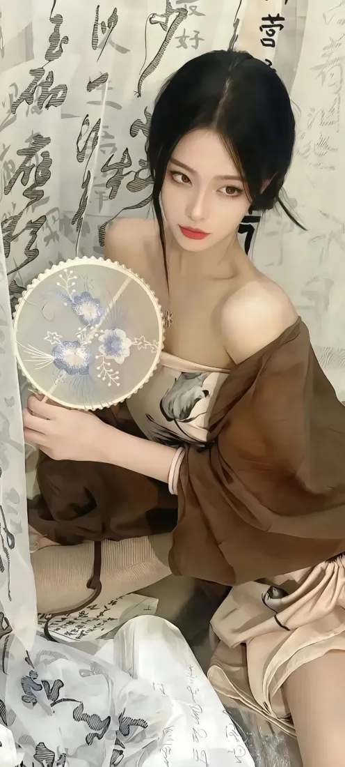 古风美女手机壁纸｜手持团扇背景图片 - 优雅韵味「哲风壁纸」