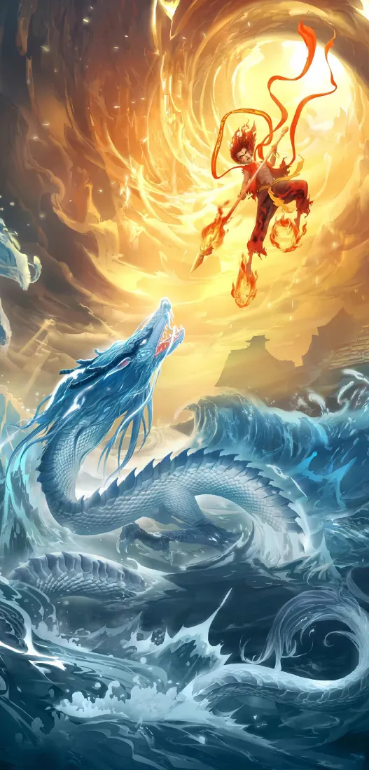 敖丙手机壁纸｜哪吒2背景图片 - 奇幻对决场景「哲风壁纸」