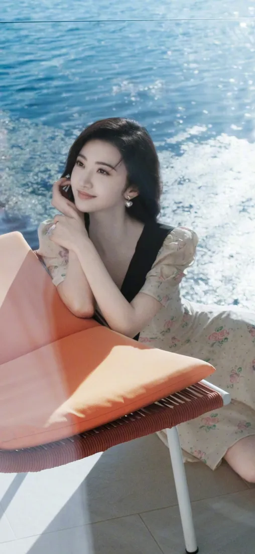 景甜手机壁纸｜明星背景图片 - 海边优雅写真「哲风壁纸」
