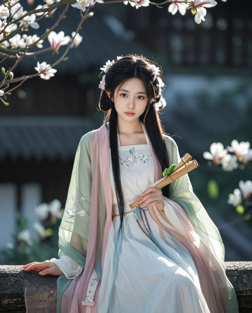 古风写真｜古风女子玉兰背景图片 - 唯美意境「哲风壁纸」