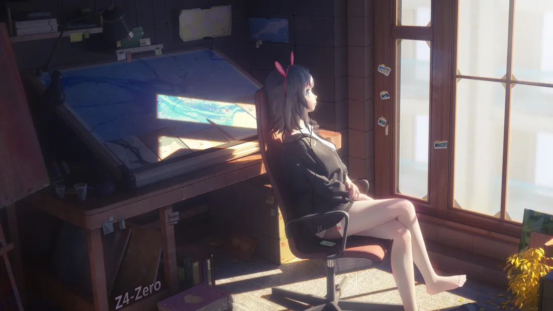 4k3D动漫壁纸｜窗边少女背景图片 - 唯美风「哲风壁纸」