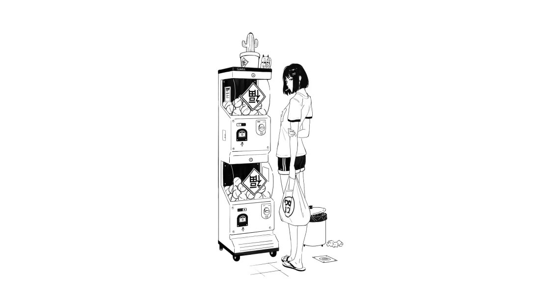 4k少女动漫壁纸｜自动售货机背景图片 - 创意风「哲风壁纸」