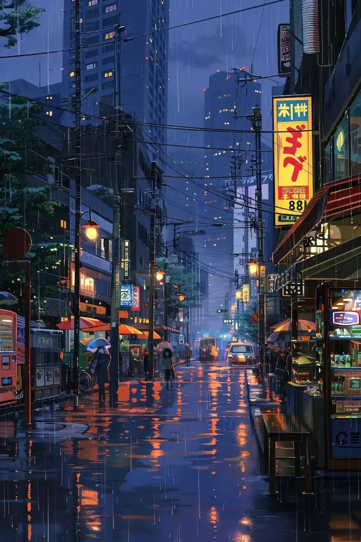 雨景手机壁纸｜城市夜景街道背景图片 - 浪漫「哲风壁纸」