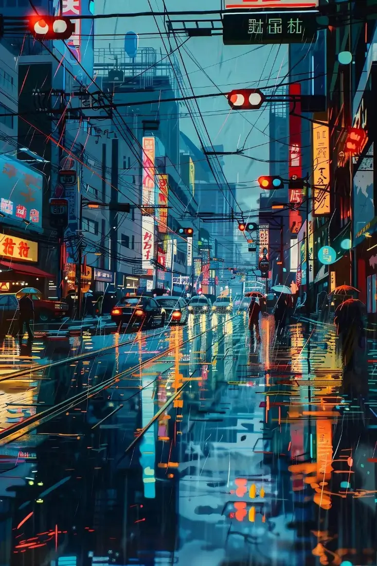 雨景手机壁纸｜城市夜景背景图片 - 雨夜繁华「哲风壁纸」