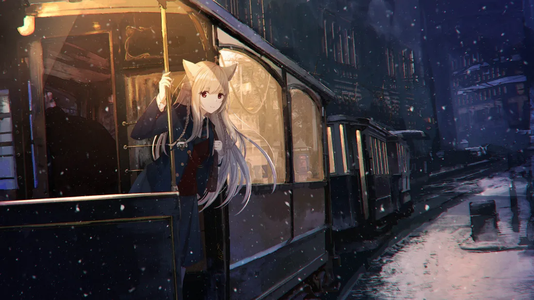 4k兽耳娘壁纸｜动漫背景图片 - 雪夜电车「哲风壁纸」