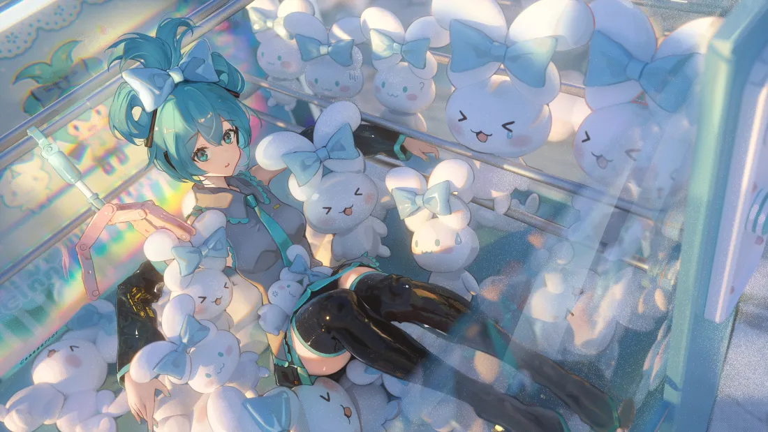 5k初音未来壁纸｜少女与玩偶背景图片 - 动漫风「哲风壁纸」