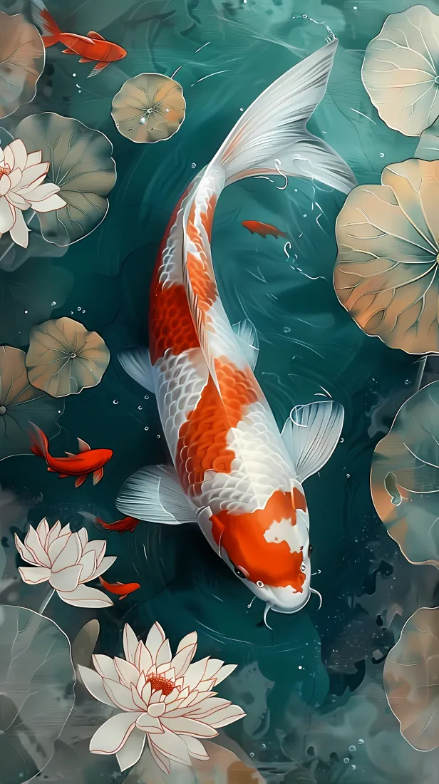 锦鲤手机手机壁纸｜水中锦鲤背景图片 - 灵动「哲风壁纸」