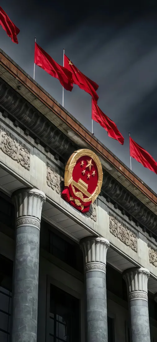 爱国手机壁纸｜红色主题天安门背景图片 - 国徽红旗「哲风壁纸」