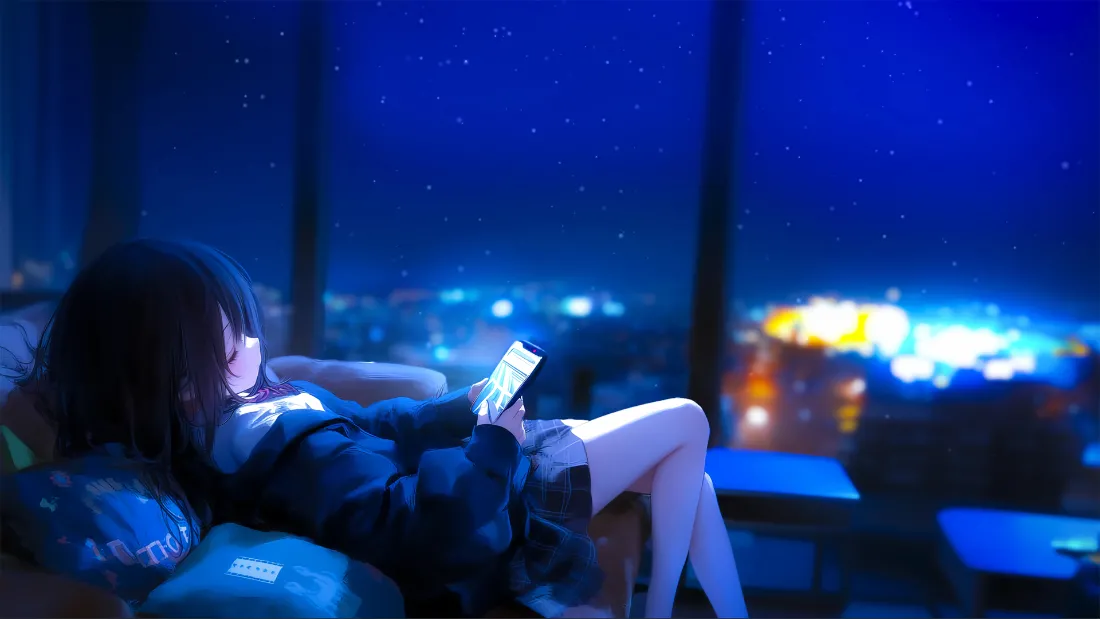 2k二次元小女孩壁纸｜城市夜景背景图片 - 唯美风「哲风壁纸」