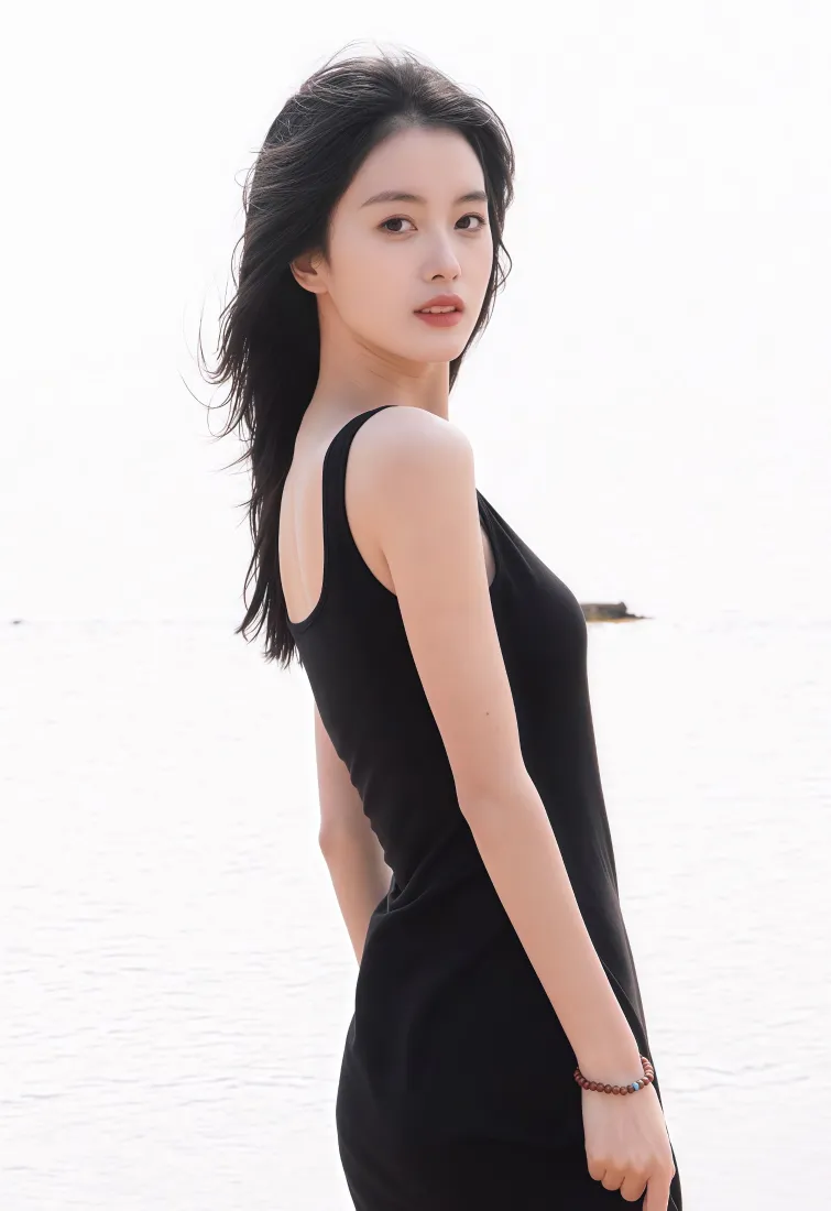 美女黑色背景图片 - 时尚魅力身姿「哲风壁纸」