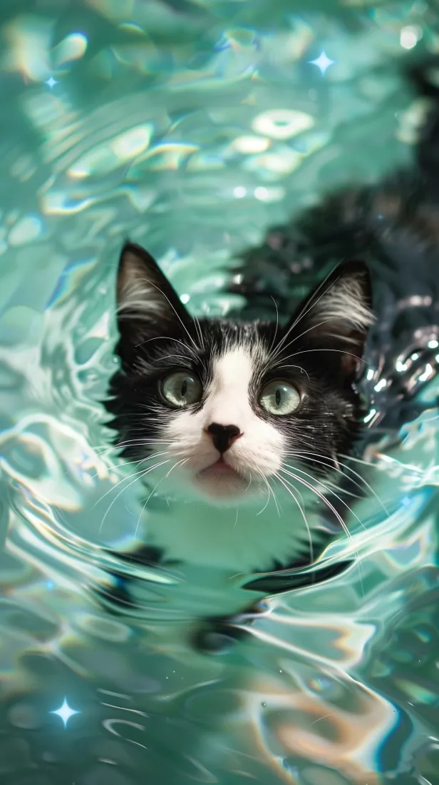 水中猫咪手机壁纸｜手机4k背景图片 - 可爱萌猫「哲风壁纸」