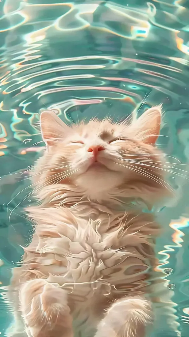 水中猫咪手机壁纸｜手机4k背景图片 - 萌趣小猫「哲风壁纸」