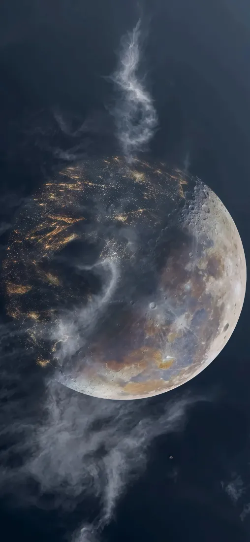 宇宙奇观手机壁纸｜月球毁灭背景图片 - 震撼场景「哲风壁纸」