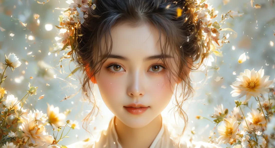 2k清纯美女壁纸｜梦幻花朵背景图片 - 动人「哲风壁纸」