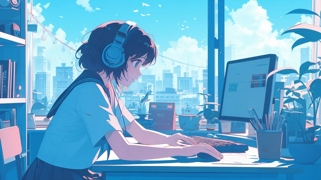 4kjk少女壁纸｜动漫风电脑前工作背景图片 - 清新「哲风壁纸」