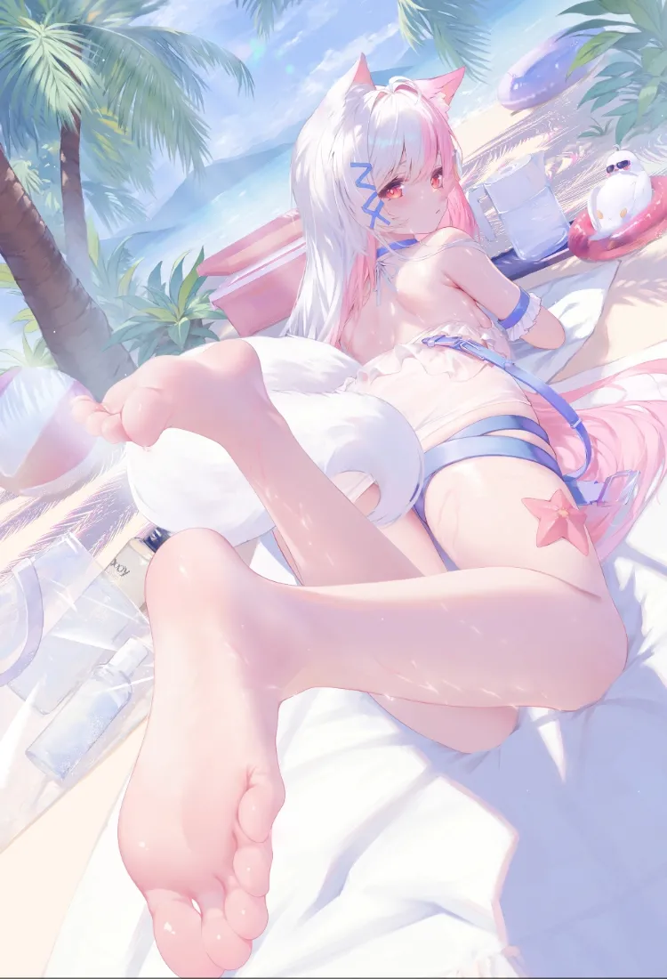 动漫美腿手机壁纸｜美少女背景图片 - 夏日风情「哲风壁纸」