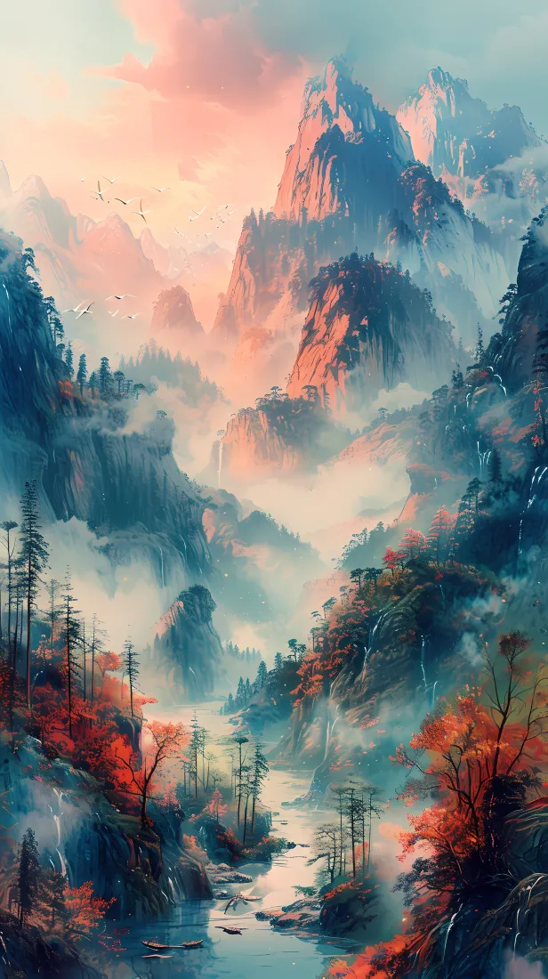 水墨山水手机手机壁纸｜绝美山水背景图片 - 自然意境「哲风壁纸」