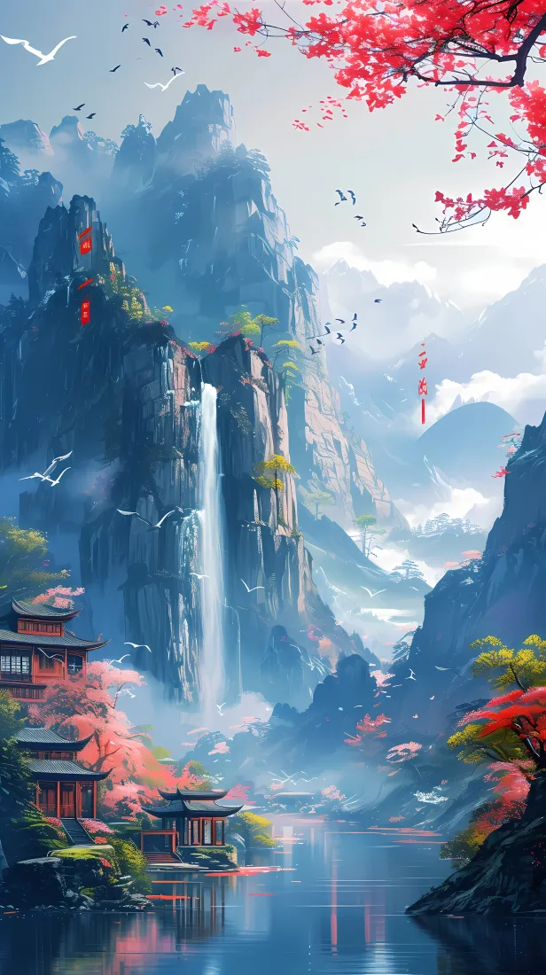 水墨山水手机手机壁纸｜中式山水背景图片 - 意境美「哲风壁纸」