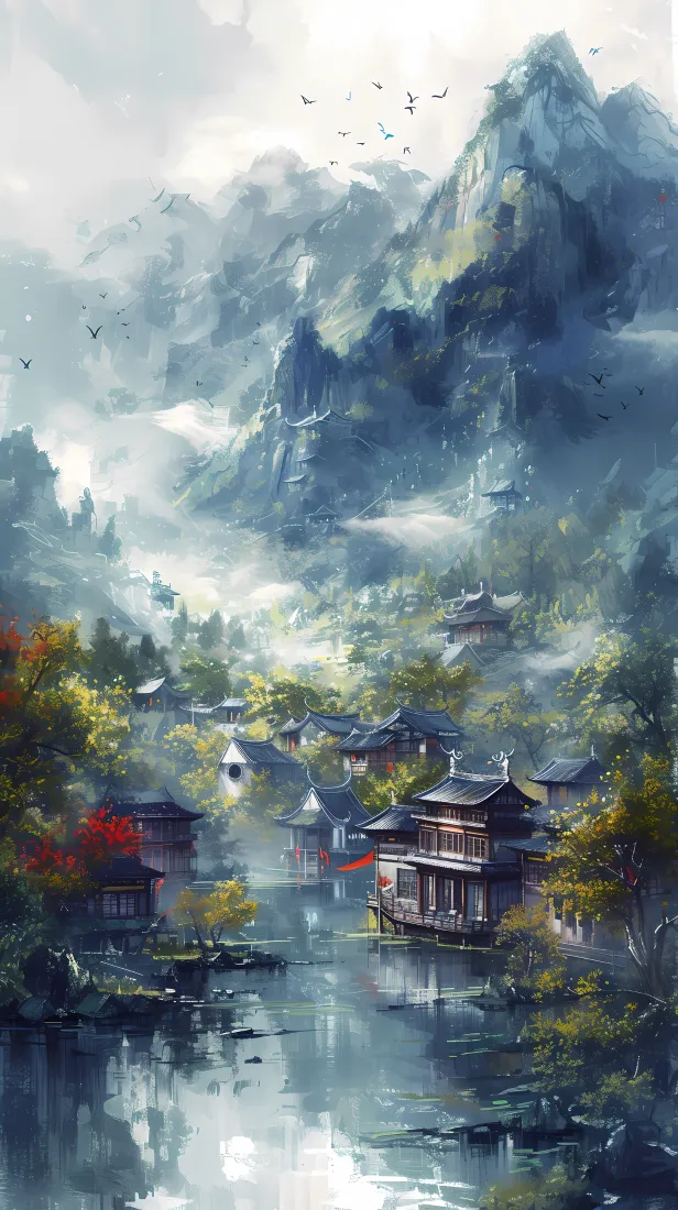 水墨山水手机手机壁纸｜中式山水背景图片 - 古风意境「哲风壁纸」