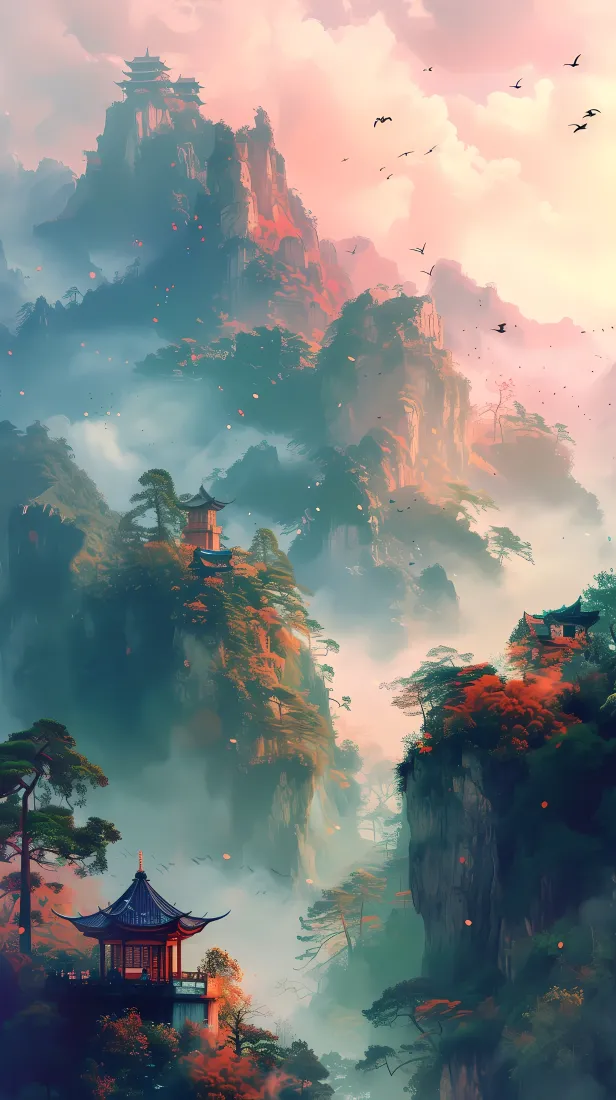 水墨山水手机手机壁纸｜中式山水背景图片 - 意境美「哲风壁纸」