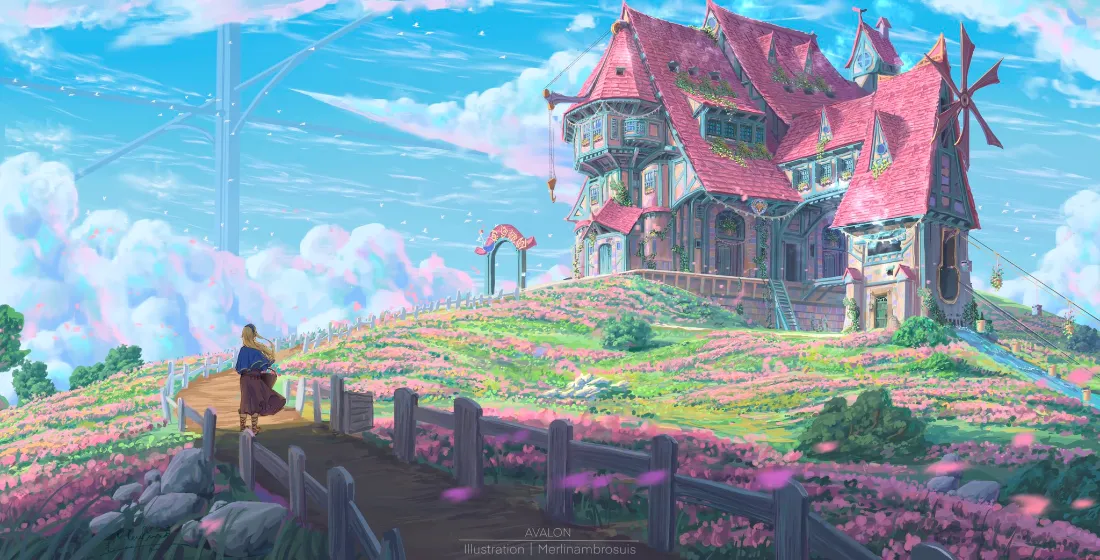 2k梦幻花园壁纸｜童话城堡背景图片 - 唯美风景「哲风壁纸」