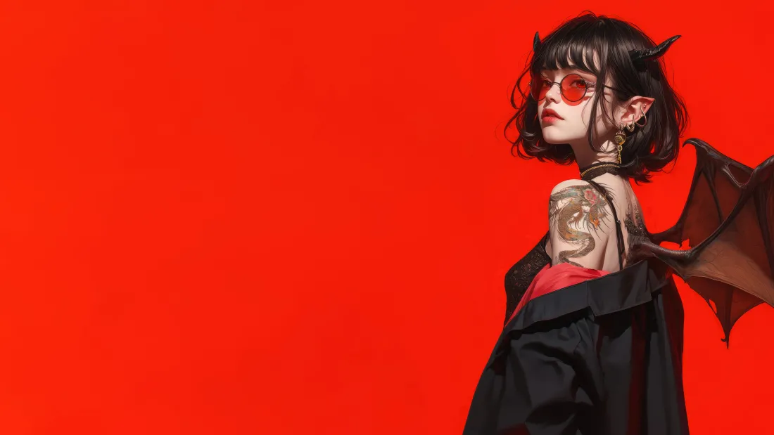 8kAI动漫少女纹身背景图片 - 酷炫风「哲风壁纸」