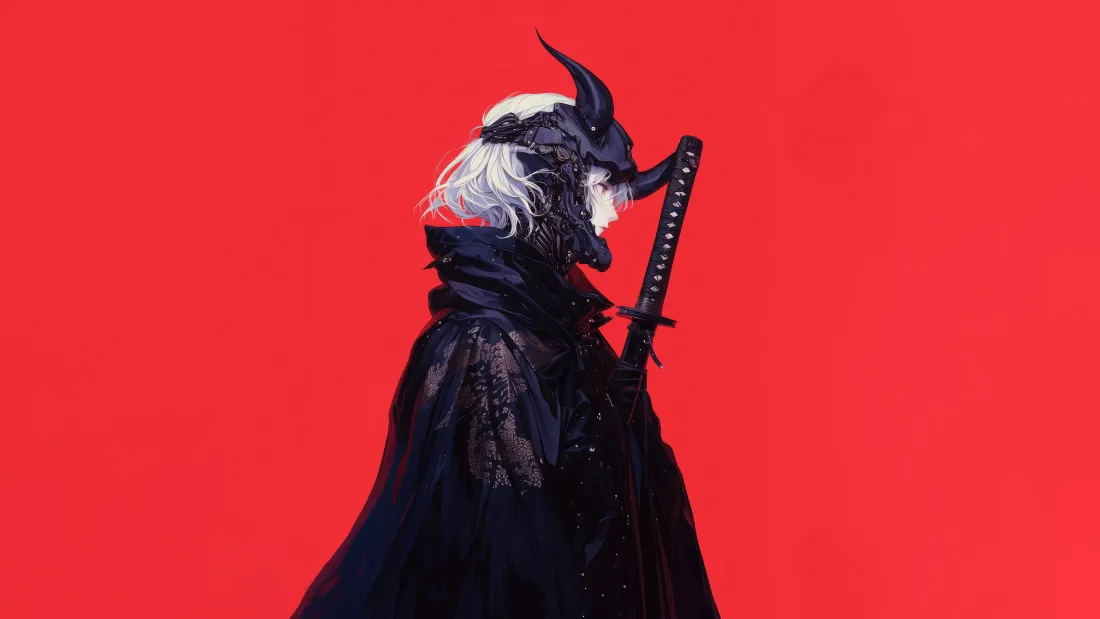 8kAI动漫少女武士刀背景图片 - 酷炫风「哲风壁纸」