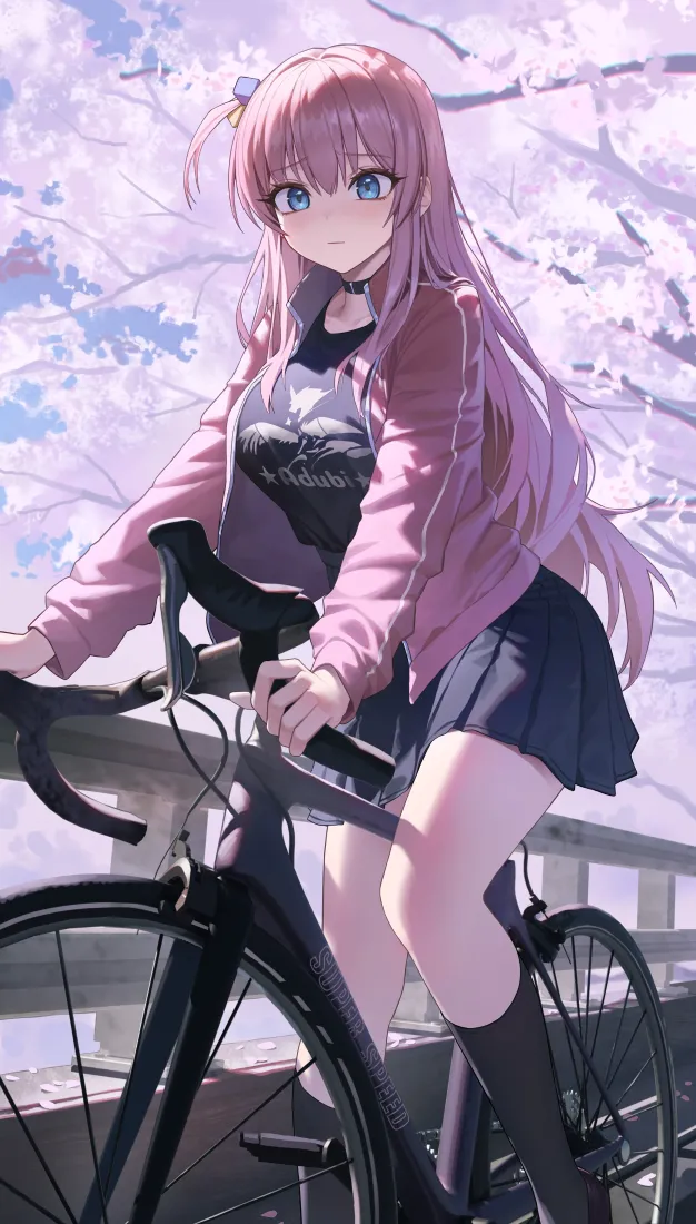 少女骑车手机壁纸｜动漫风背景图片 - 唯美画面「哲风壁纸」