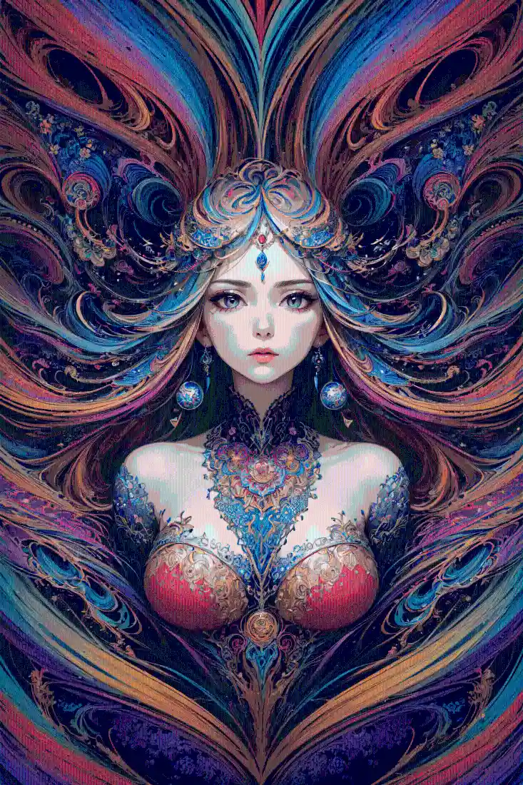 美女手机壁纸｜色彩绚丽背景图片 - 奇幻美女「哲风壁纸」
