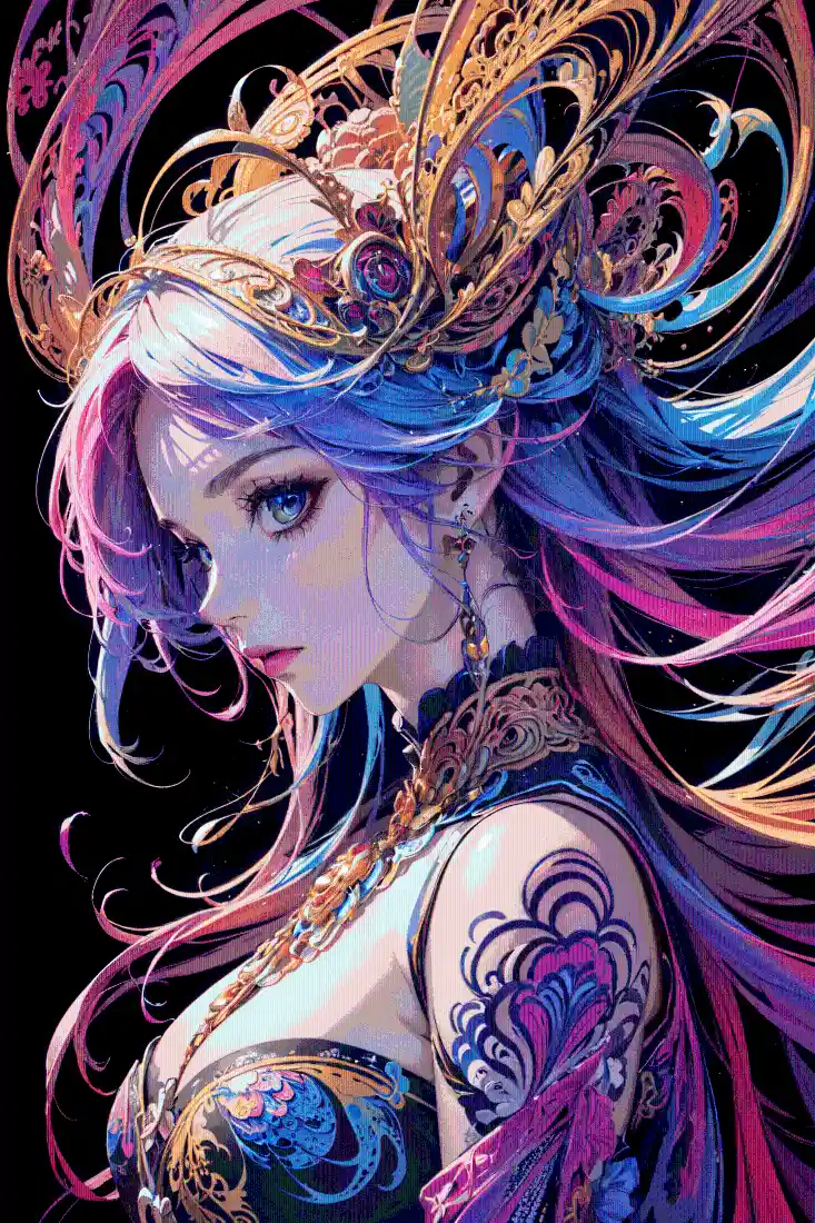 动漫美女手机壁纸｜人物背景图片 - 华丽造型少女「哲风壁纸」