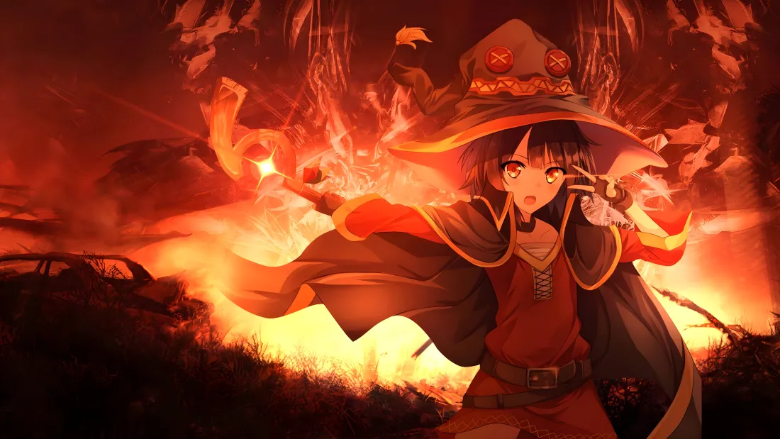 8k魔法少女壁纸｜火焰废墟背景图片 - 奇幻「哲风壁纸」