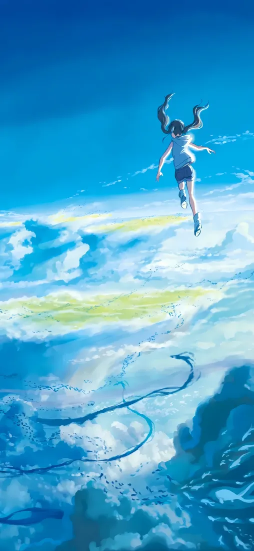 天气之子手机壁纸｜天野阳菜飞跃场景 - 新海诚「哲风壁纸」