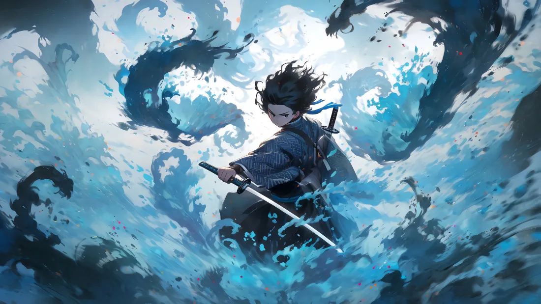 4k剑客壁纸｜浪涌龙形背景图片 - 奇幻水墨「哲风壁纸」