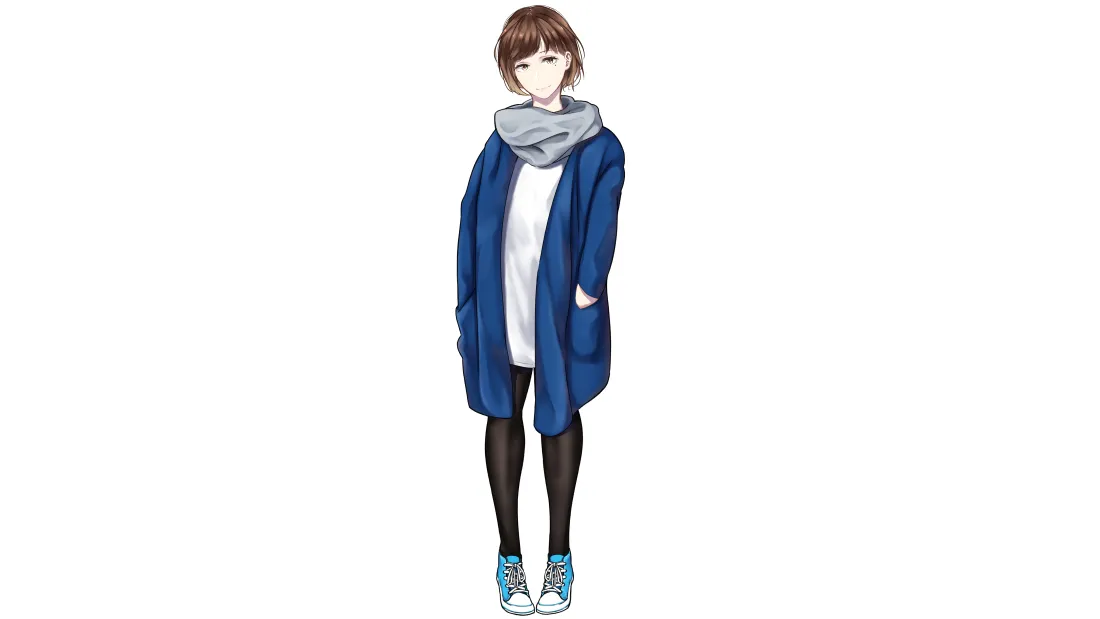 8k蓝外套少女壁纸｜二次元背景图片 - 动漫「哲风壁纸」