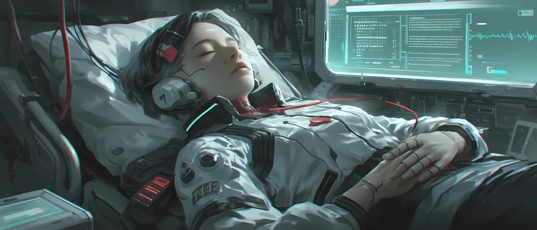 5k赛博睡眠壁纸｜科幻躺卧背景图片 - 未来场景「哲风壁纸」