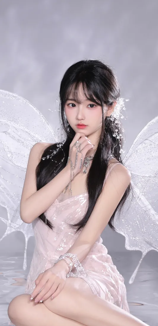 (天使少女手机壁纸｜典雅梦幻背景图片 - 粉色羽翼)「哲风壁纸」