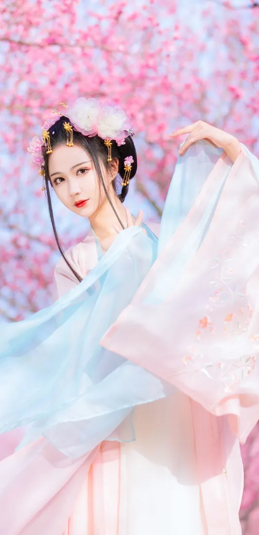 古装美女手机壁纸｜樱花背景图片 - 春日汉服「哲风壁纸」