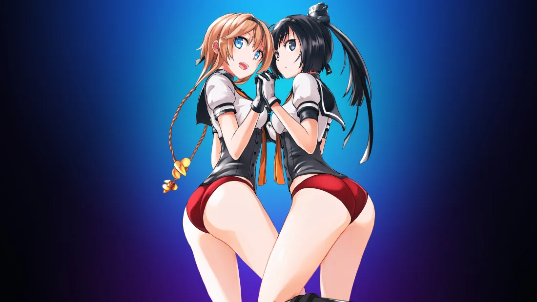 4k(双马尾少女｜金发少女贴贴背景图片 - 二次元)「哲风壁纸」