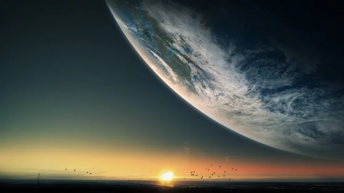 4k黄昏暮色壁纸｜星球远景背景图片 - 科幻意境「哲风壁纸」