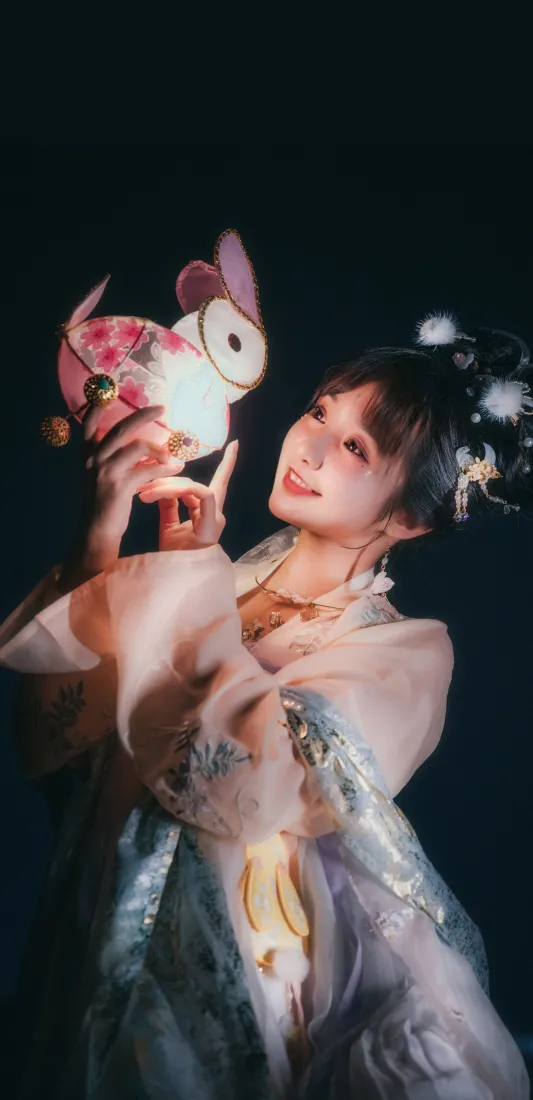 古风少女手机壁纸｜玉兔灯笼背景图片 - 梦幻「哲风壁纸」