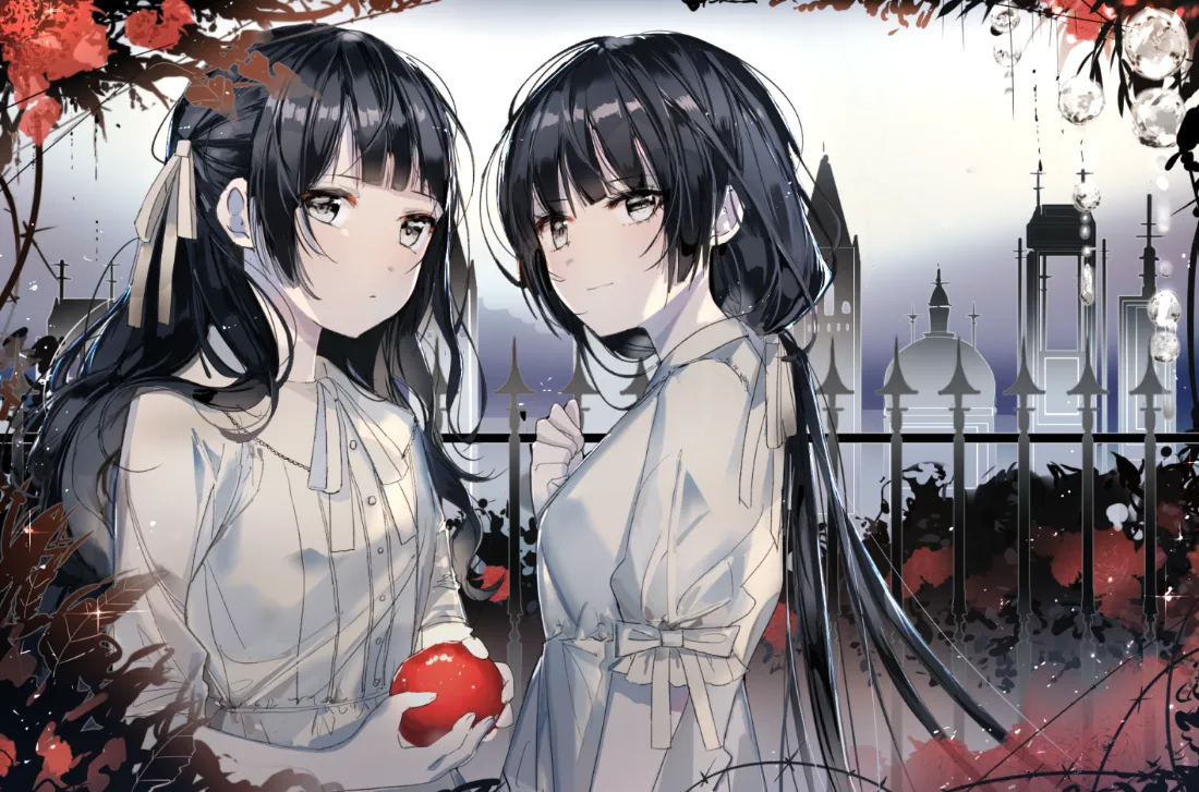 2k双生少女壁纸｜哥特玫瑰背景图片 - 二次元「哲风壁纸」