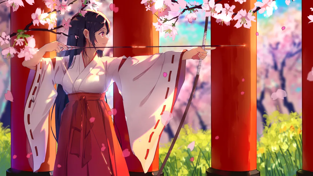 3k和服少女壁纸｜樱花箭道背景图片 - 二次元「哲风壁纸」