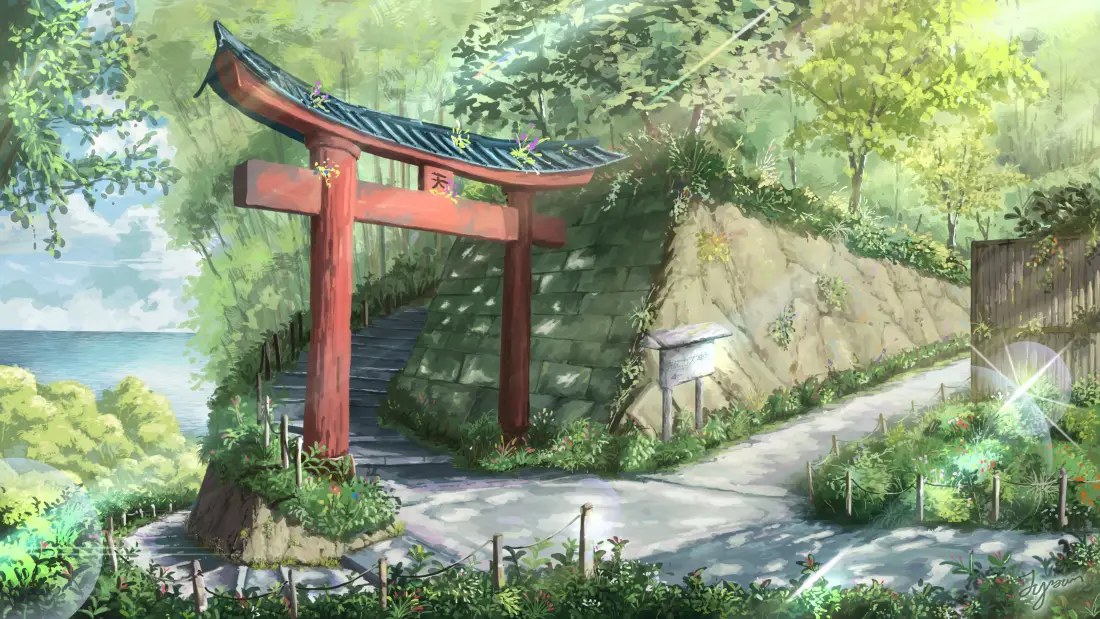 3k鸟居壁纸｜山林海景背景图片 - 二次元「哲风壁纸」