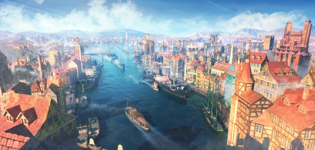 2k二次元城市壁纸｜河流景观背景图片 - 动漫场景「哲风壁纸」