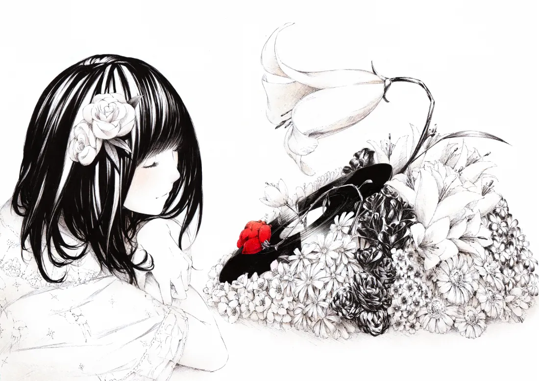 2k长发少女壁纸｜花卉瓢虫背景图片 - 艺术安逸「哲风壁纸」