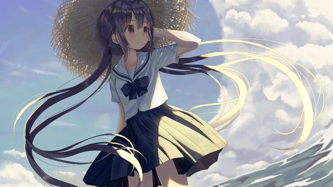 2k水手服少女壁纸｜海天背景图片 - 二次元「哲风壁纸」