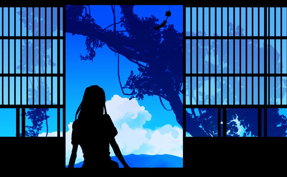 2k二次元女孩壁纸｜窗边树影背景图片 - 剪影「哲风壁纸」