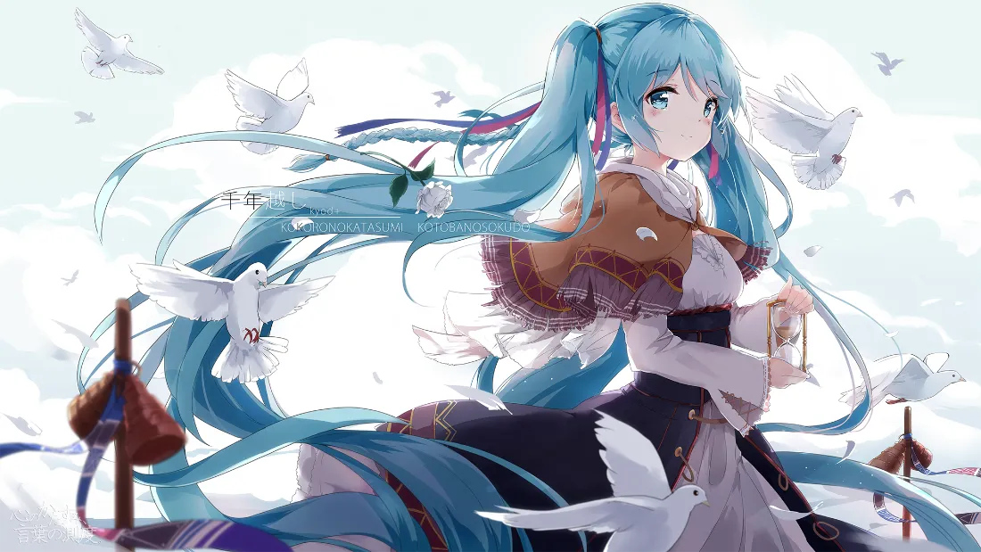 2k初音未来｜飘逸蓝发背景图片 - 二次元「哲风壁纸」