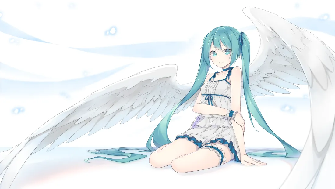 2k初音未来壁纸｜云端翅膀背景图片 - 二次元「哲风壁纸」